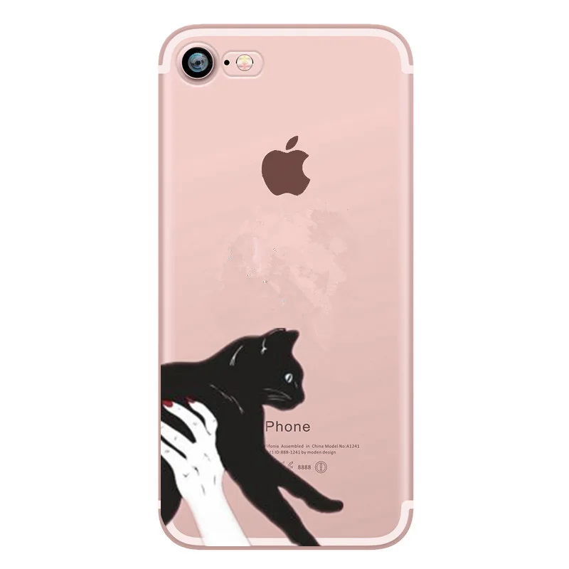 Черный Кот Чехол для iPhone 7 Plus 8 X 10 мягкая ТПУ Силиконовая задняя крышка 6 6s 5 5S SE