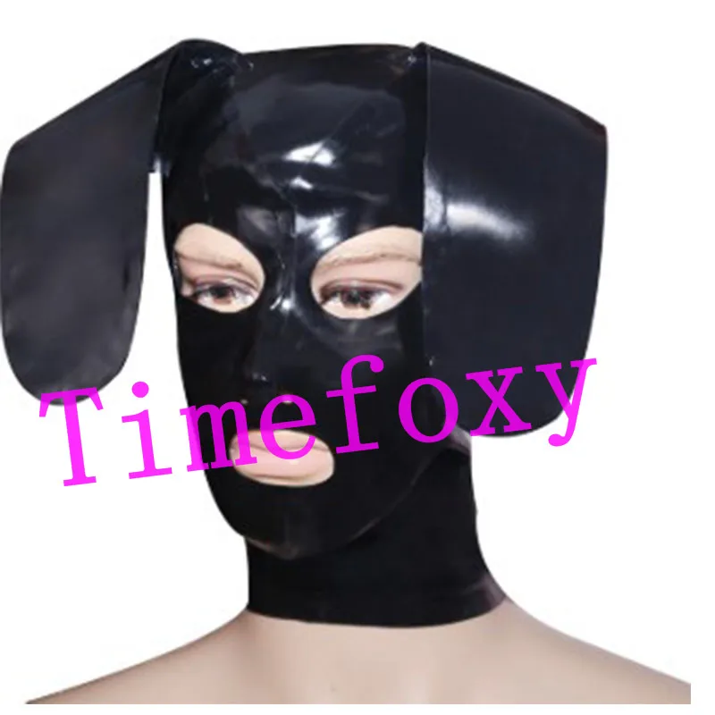 

100%Latex Face mask Long Ears Dog Mask latex hood Halloween Accessories