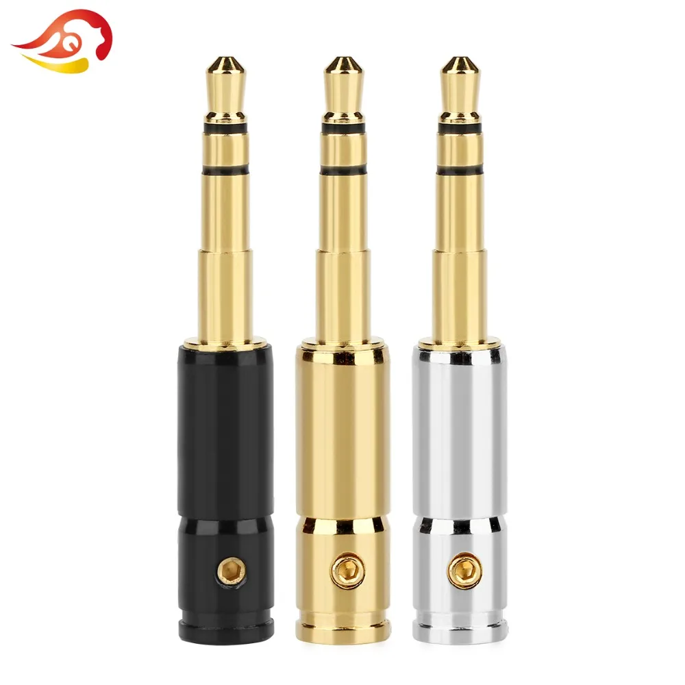 

QYFANG 3.5mm 3 Pole Earphone Audio Jack DIY HiFi Headphone Plug Metal Alloy Splice Adapter Gold Plated Solder Wire Connector