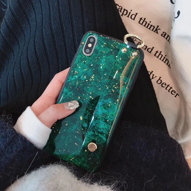 Модный Зеленый браслет трещина Золотой клей для фольги чехол телефона iphone 6 6s 7 8