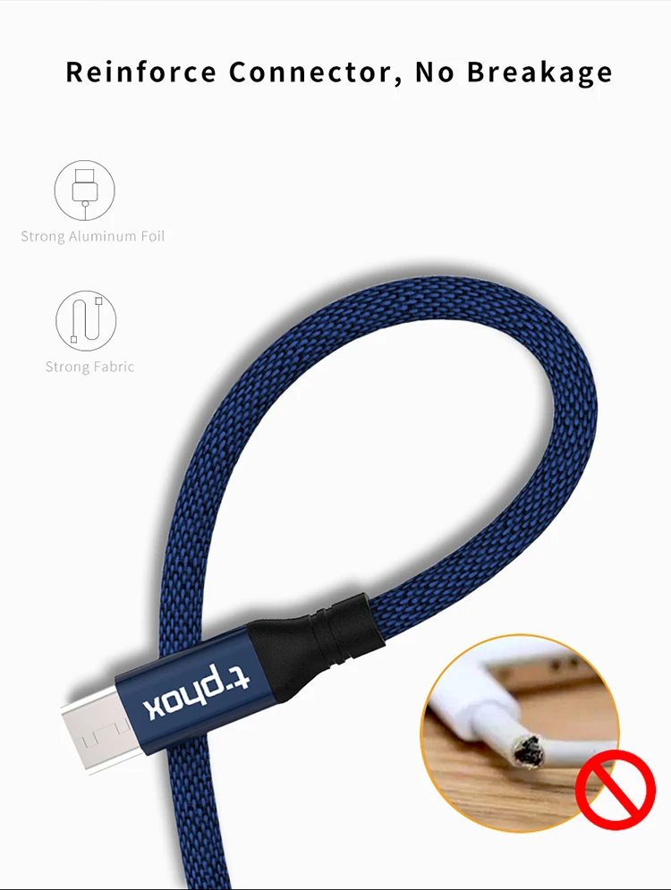 T-phox 1,2 м Micro USB кабель для Xiaomi Redmi Note 5 Pro QC3.0 Micro USB кабель для зарядки и передачи данных для samsung S7 S6 мобильный телефон