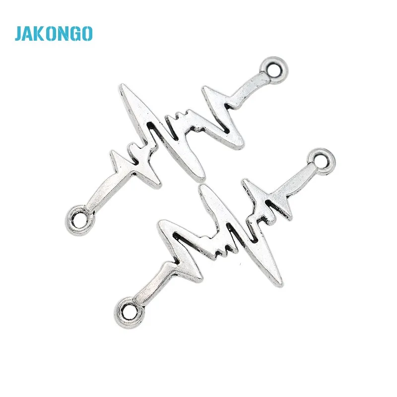 JAKONGO античный посеребренный галькардиограмма Очаровательная подвеска для
