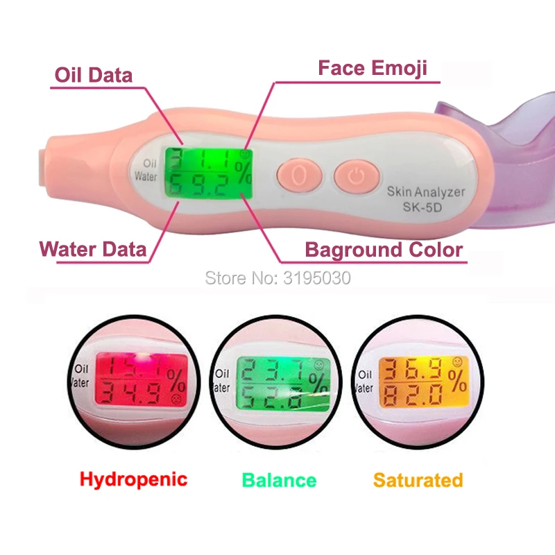 HiBeauty портативный ЖК Цифровая влажность кожи масло для лица детектор воды тестер анализатор уход за кожей Инструменты