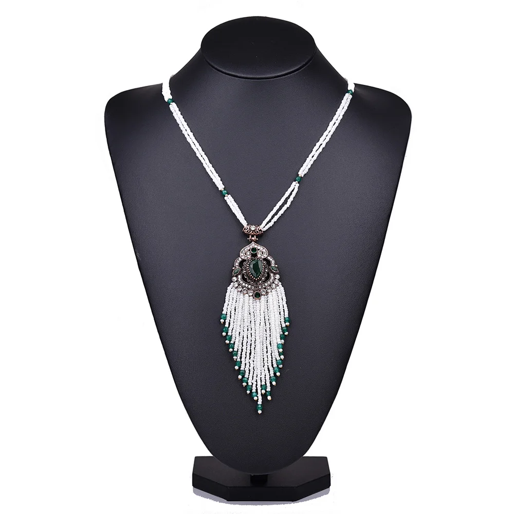 Женское длинное ожерелье с подвеской и жемчугом индийское турецкое винтажное