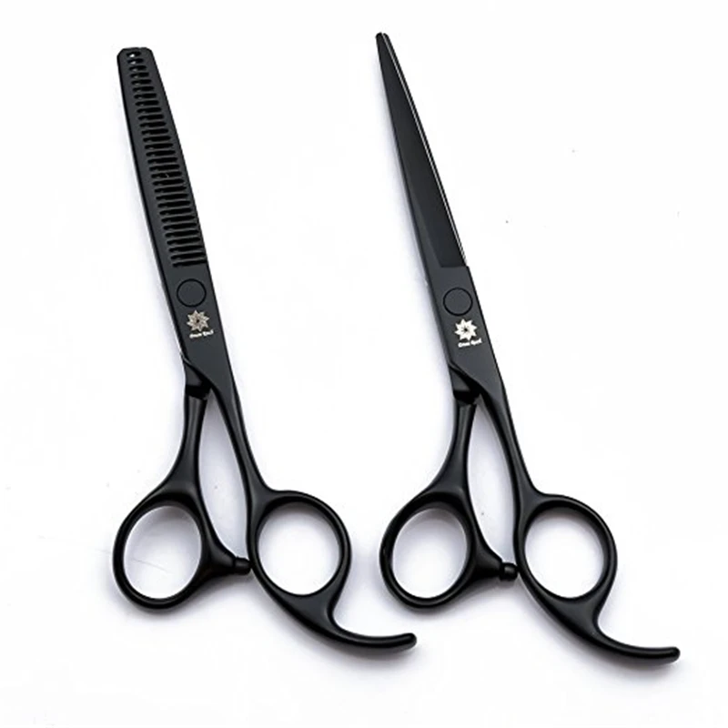 black scissors set Волос ножницы парикмахера Истончение Набор Профессиональный 6," Япония нержавеющей стали парикмахерские Текстурирующая Салон ножницы - Цвет: black scissors set