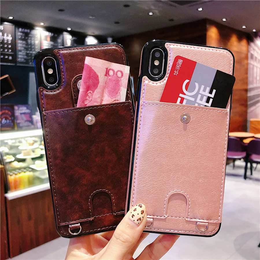 Для iphone XS MAX XR X 7 8 plus чехол Роскошный pu кожаный бумажник карта с плечевым ремнем Чехол для телефона s для iphone 6 6S plus