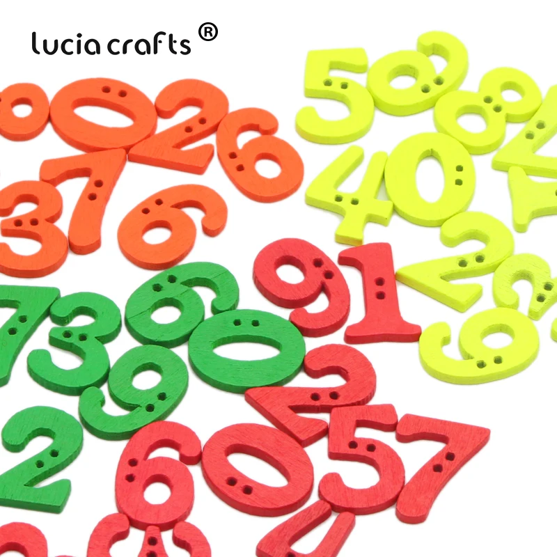 Lucia crafts, 100 шт./лот, 14-21 мм, с узором в виде цифр, пуговицы для шитья, 2 отверстия, сделай сам, ручная работа, аксессуары для скрапбукинга, E0213