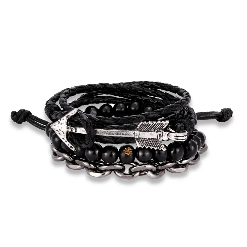 Мода 1 комплект 3 шт. многослойная Мужская металлическая цепочка|Браслеты с