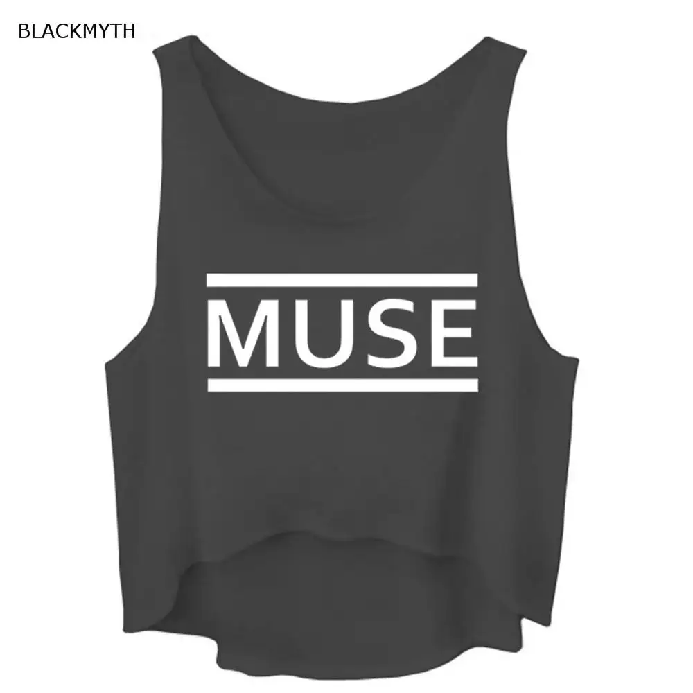 Blackmyth летом без рукавов Белый Безрукавки для женщин Muse с буквенным принтом Для женщин Свободные Рубашки для мальчиков черный серый укороченный Костюмы - Цвет: Черный