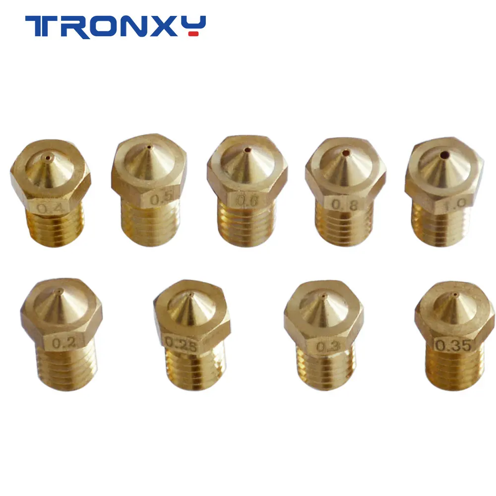 For 3D Printer Parts 5pcs/Lot V5 V6 Nozzle 0.2 0.25 0.3mm 0.35 0.4mm 0.5 0.6 0.8 1.0 Part Copper Filament M6 Threaded Brass
