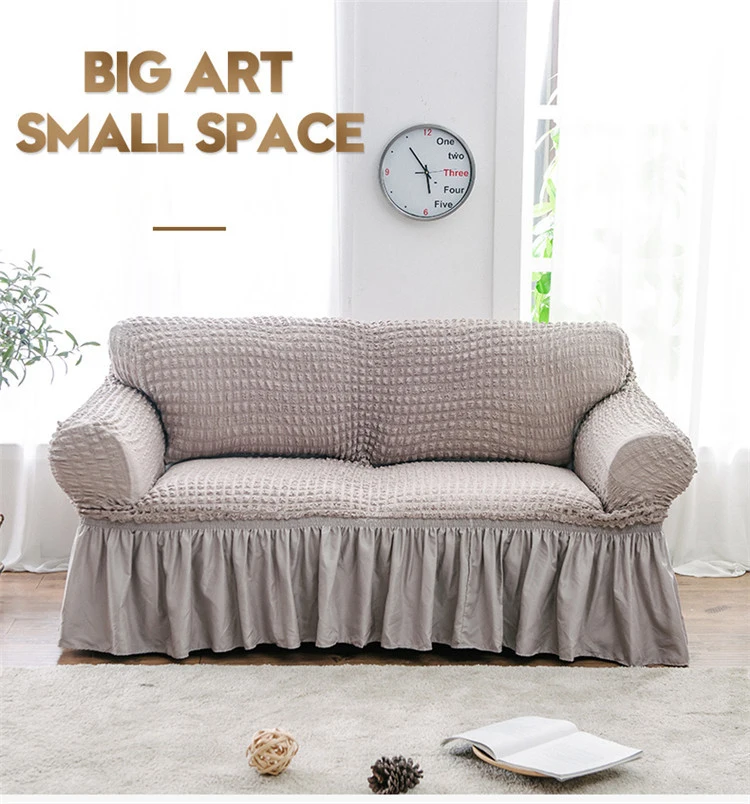 Jacquard Sofa Cover With skirt Popcorn Europe Couch Cover Stretch Slipcovers Furniture Covers for living room 1/ 2/3/4-Seat sofa