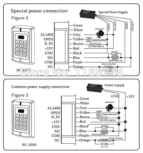 

125KHz RFID EM Card Metal Door Access Controller Reader Keypad BC-2000 with 4-6 digits independent PIN up to 1000 users