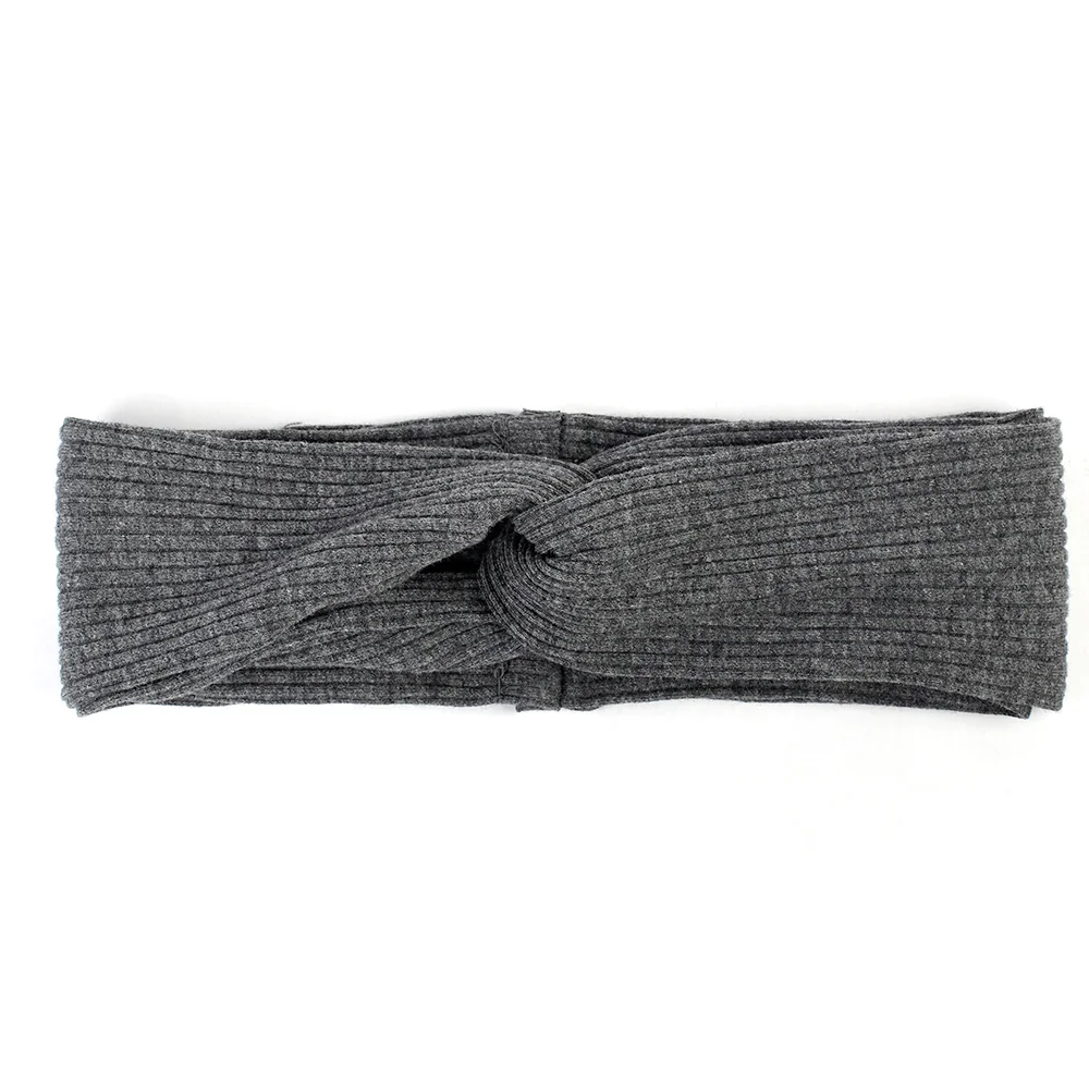 Dark gray Geebro модная детская одноцветная ребристая повязка на голову завязанная Хлопковая полосатая повязка на голову для детей для новорожденных девочек эластичный аксессуар для волос DQ719 - Цвет: Dark gray