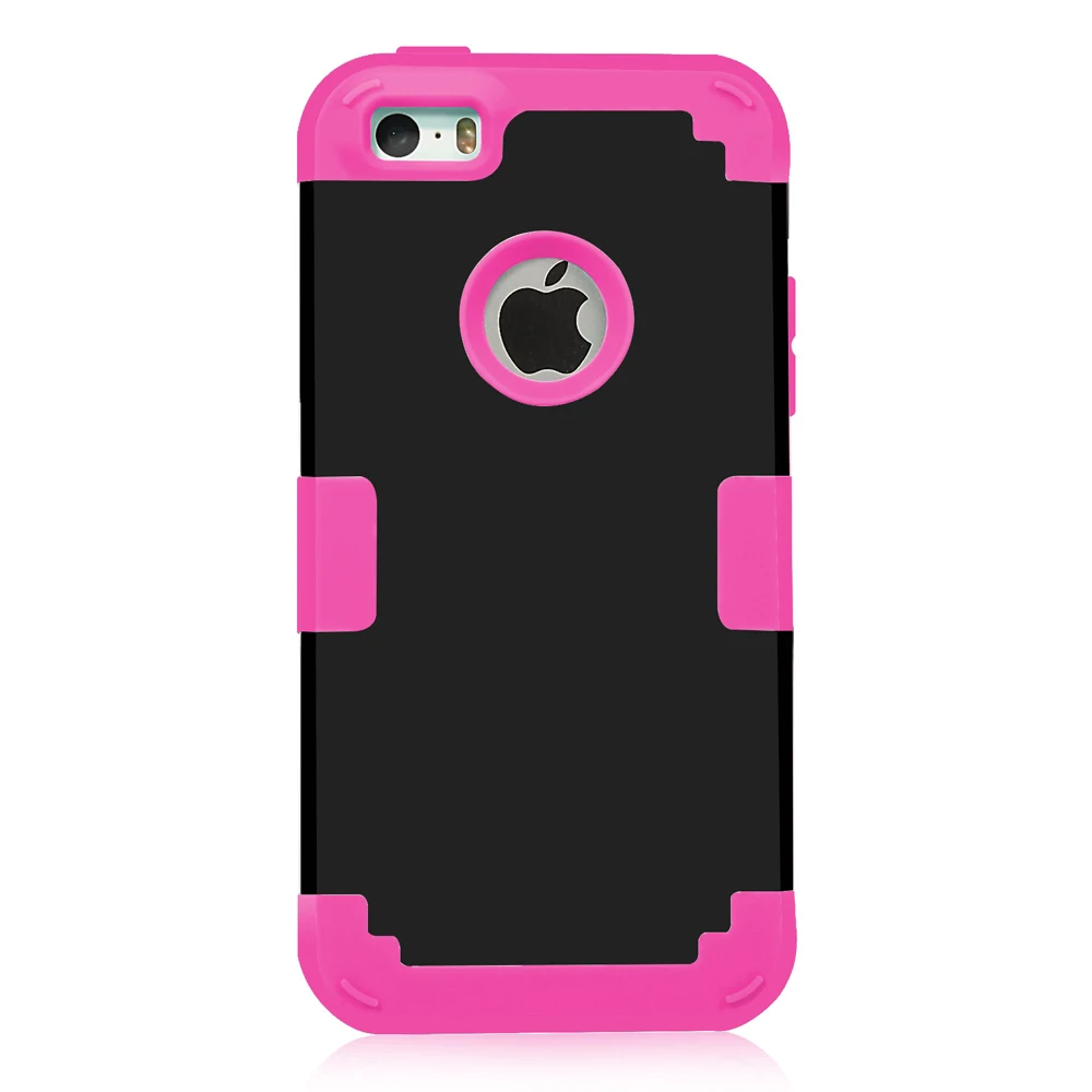 Black and Rose Чехол для iPhone 5S, противоударный защитный чехол, гибридный жесткий резиновый защитный чехол для телефона s для iPhone, прошитая/экранная пленка - Цвет: Black and Rose