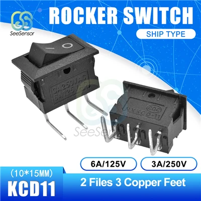 ON-OFF 3pin 10 шт./лот KCD11 кулисный переключатель питания ВКЛ-ВЫКЛ 2 положения ВКЛ-ВЫКЛ-ВКЛ. 3 положения 2 контакта 3 контакта 3A 250VAC/6A 125VAC - Цвет: ON-OFF 3pin