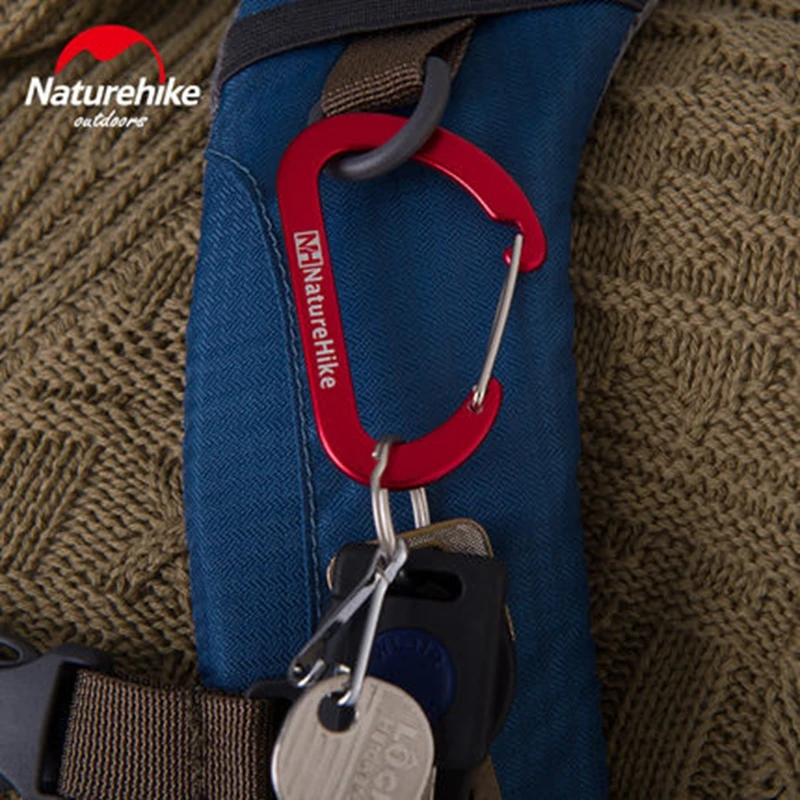 4 Pcs Naturehike Flat D Shape Camping Carabiner Aluminum Survival Equipment EDC Paracord Buckles Hooks Key Chain 6.5cm|chain hook|chain keychain c |