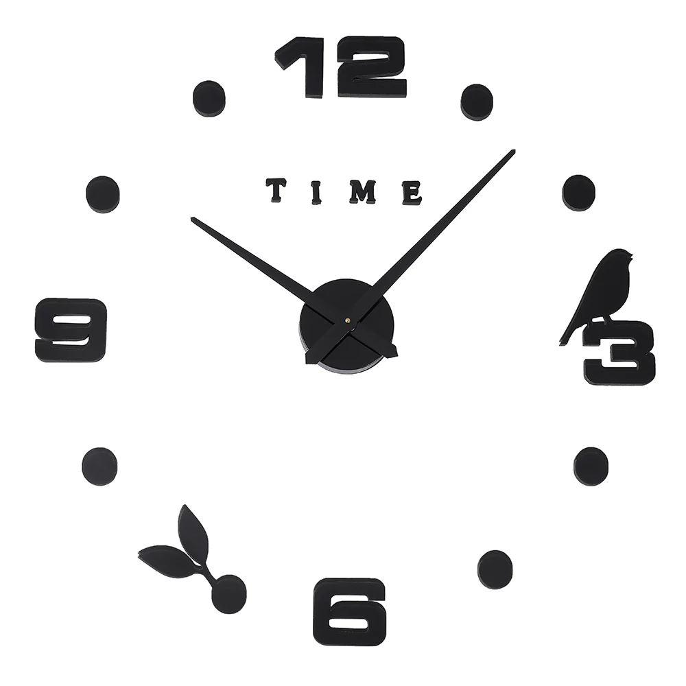 Wall Clock Black Светящиеся часы с птицами, настенные часы с подсветкой, часы Horloge Reloj Duvar Saati, современный дизайн, часы Pat Patrouille, настенные палочки uhr - Цвет: Wall Clock Black