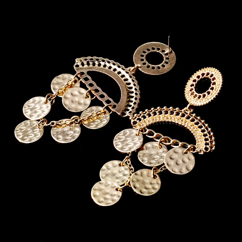 Серьги в виде монет золотистого цвета для женщин ювелирные изделия богемном