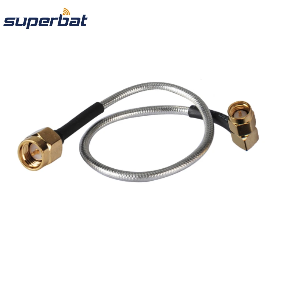 Superbat SMA Male Right Angle to Plug Straight Patch Lead RG405 10cm RF Cable Assembly for Wi-Fi Radios