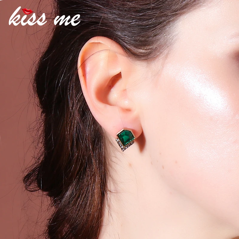 KISS ME MS модные классические имитация изумруда геометрические хрустальные серьги Заводские, закупка