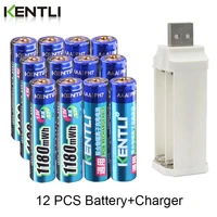 kentli 12pcs 1 5v 1180mwh aaa polymer lithium li ion rechargeable batteries battery 4 slots lithium li ion charger