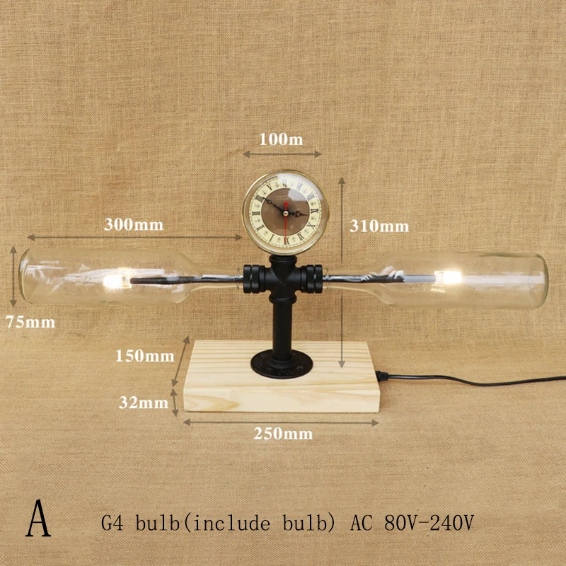 Современная окрашенная искусственная настольная лампа винтажные часы G4 для