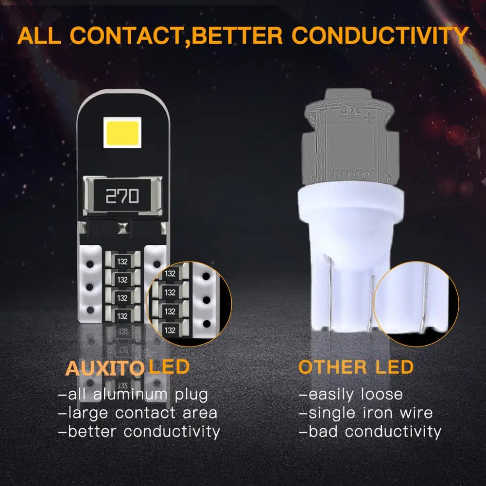 10 шт. T10 светодиодный Canbus W5W 194 2835 SMD СВЕТОДИОДНЫЙ лампа без ошибок OBC авто