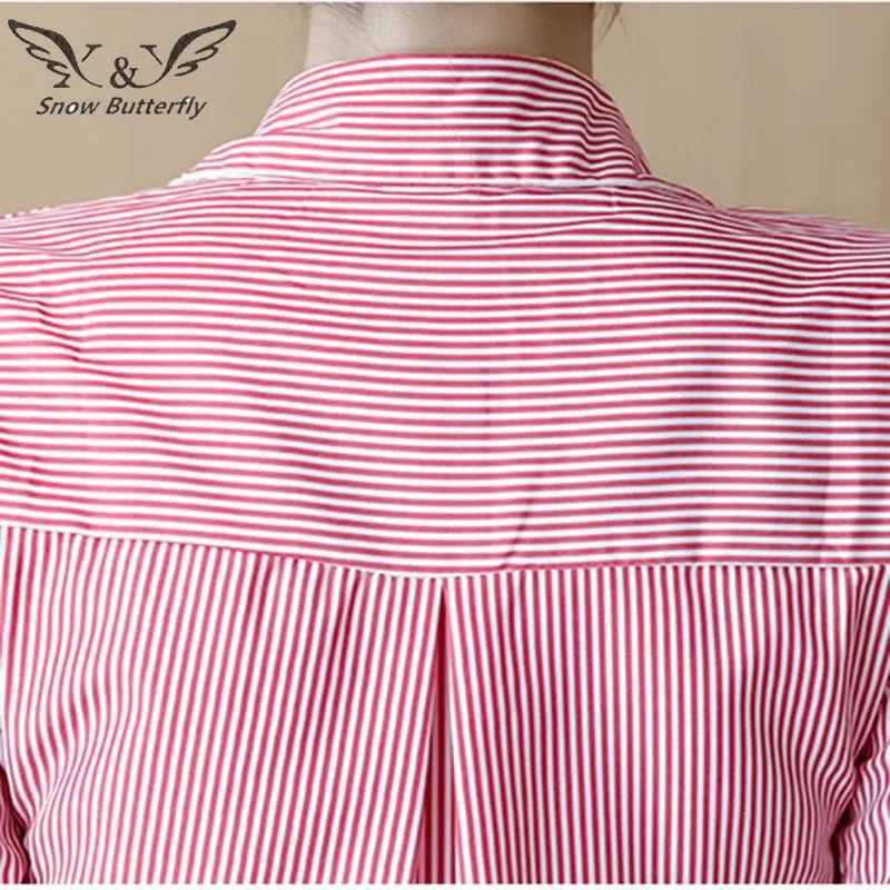 2019 вышивка кнопка Для женщин топ и блузки с длинным рукавом Женская одежда в