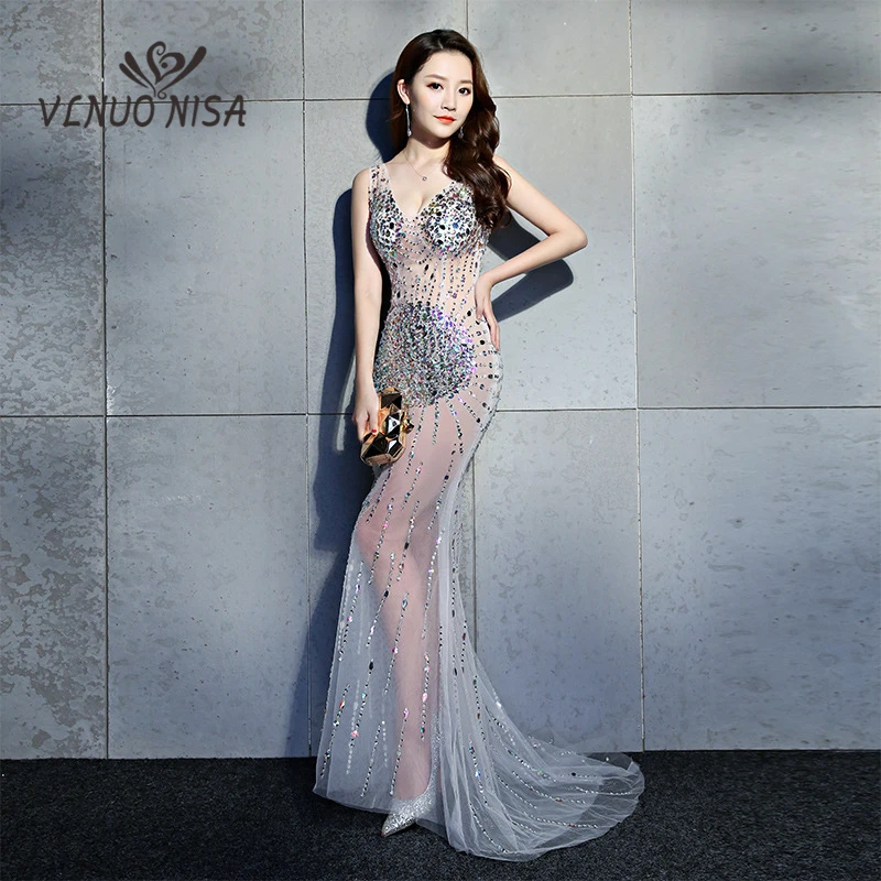 100% настоящая фотография сексуальное длинное вечернее платье с глубоким