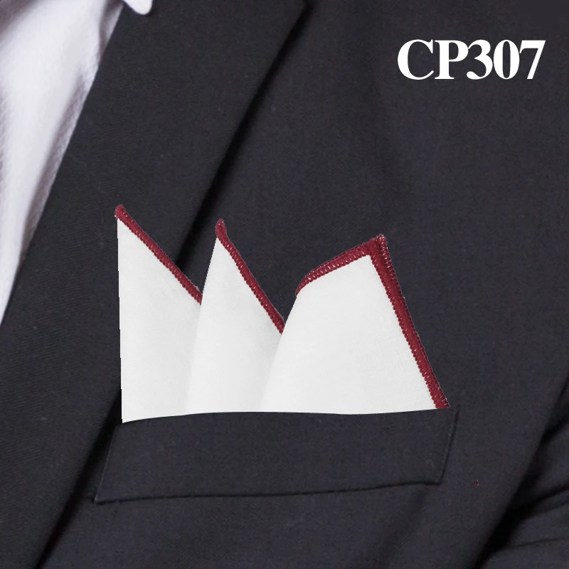 CP307 Модные хлопковые карманные квадратные белые костюмы, носовые платки, одноцветные носовые платки, Повседневные Вечерние платки - Цвет: CP307