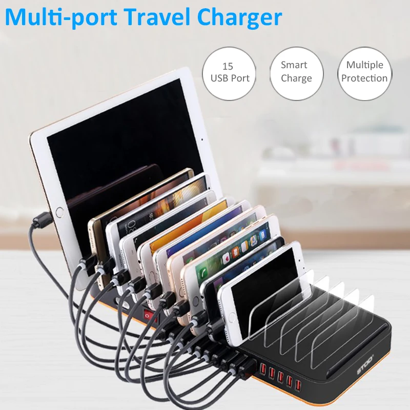 Настольный держатель для зарядного устройства, 15 USB, 80 Вт, быстрая зарядка для IPhone 5S, 6, 6 S, 7 Plus, IPad, samsung, huawei, zte, sony, подставка, адаптер