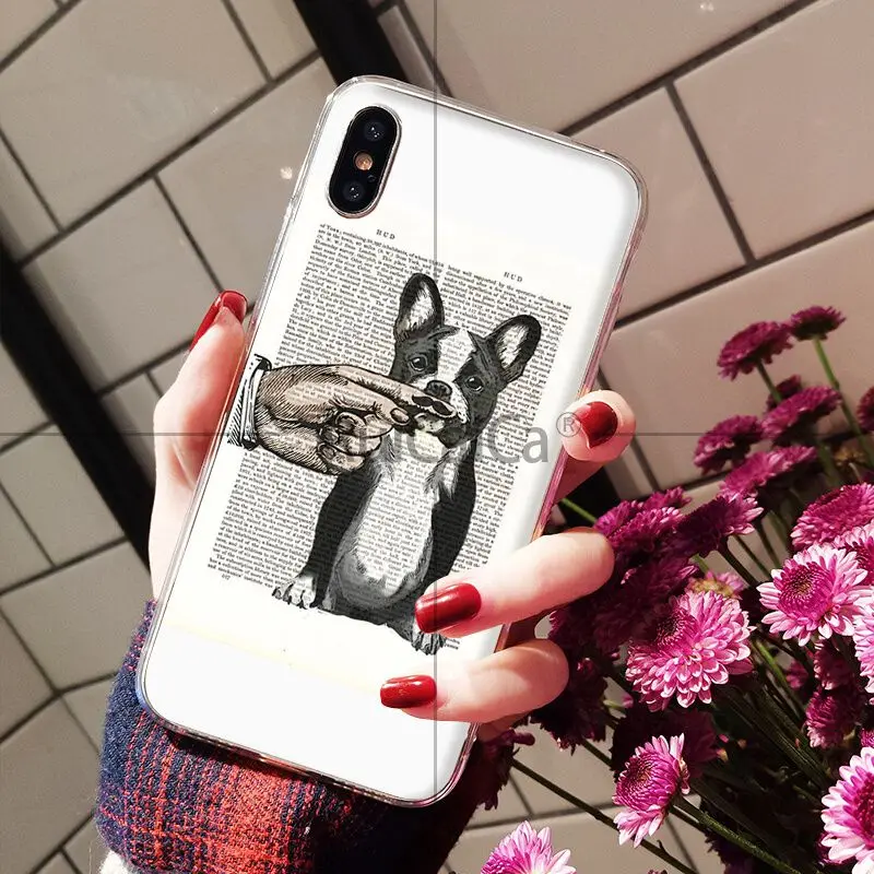Ruicaica книга газетный фон Французский бульдог Телефон чехол для Apple iPhone 8 7 6 6S Plus X XS