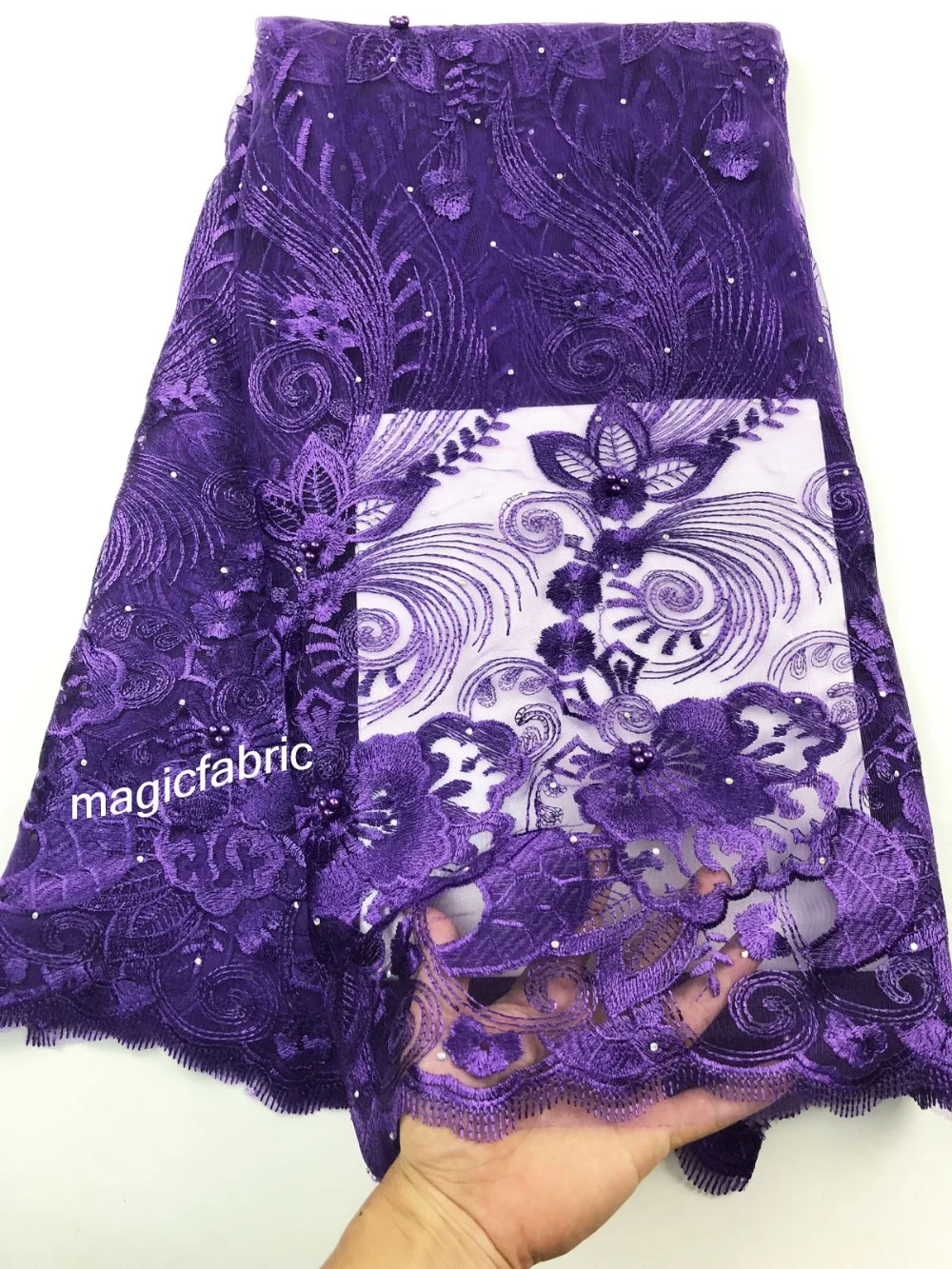 High Quality Imported Wholesale 100%Polyester African Grey Tulle Lace French Net Beads Fabric For Wedding CHY18131 | Дом и сад