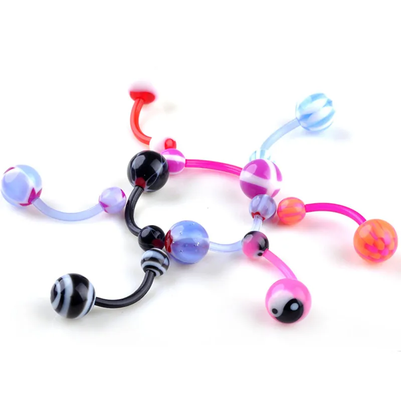 Новинка 5 шт разноцветные акриловые пупка кольца живота украшения для пирсинга