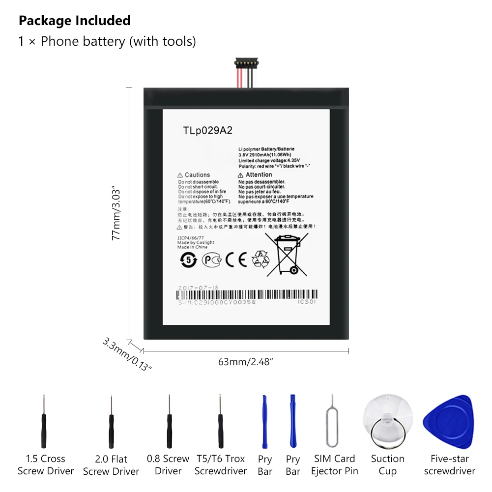 2910 мА/ч TLp029A2 TLP029A2 S Батарея для Alcatel One Touch Idol 3 I806 6045Y 6045K мА/ч. аккумулятор литий