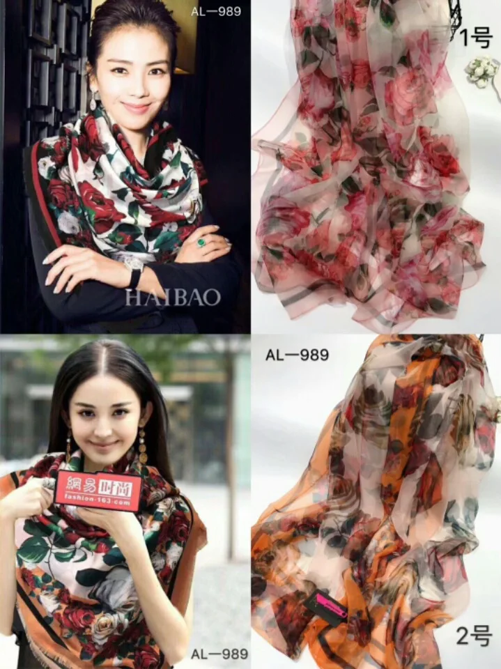 Шарф женский длинный из шифона и шелка для путешествий весна осень 2019|Женские
