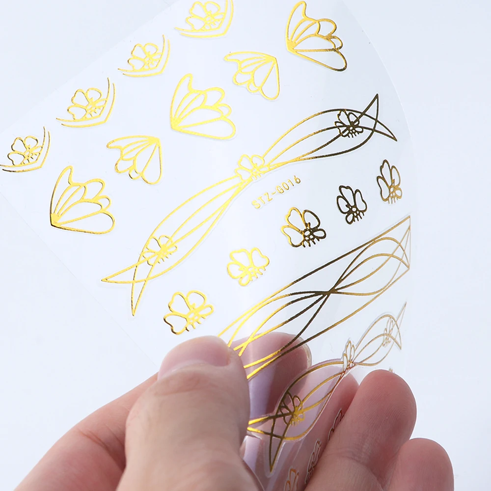 Волнистые линии Стикеры 3D на ногти Nail Art полосы металлический провод слайдер декор для ногтей наклейка золото серебро полосы Стикеры Клей LASTZG14-20