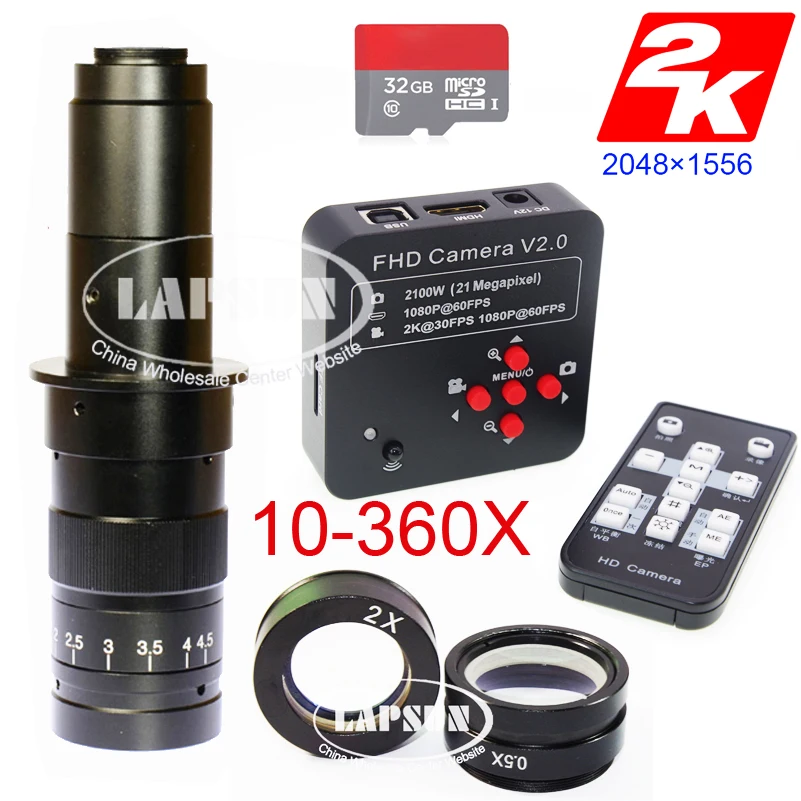 Lapsun 10X-360X зум-объектив 21 МП HD промышленный микроскоп камера 2K@ 30FPS HDMI 1080P@ 60FPS USB выход+ Универсальный кронштейн