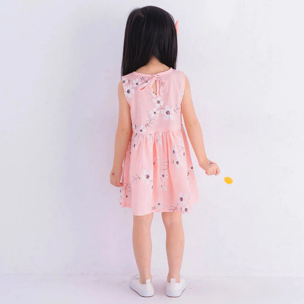 Оптовая продажа новая детская Платья для девочек одежда из хлопка без рукавов с