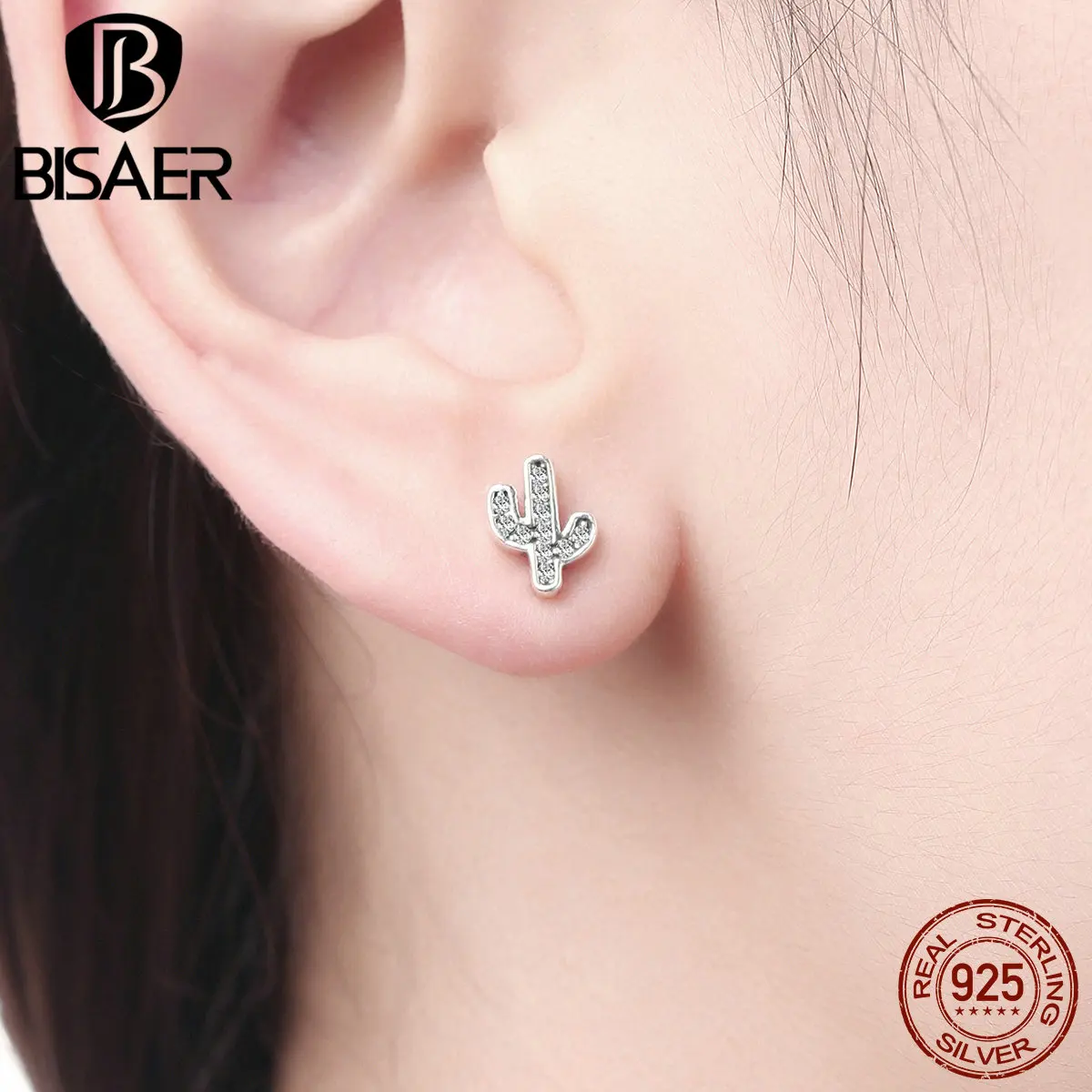 Женские серьги гвоздики из серебра 925 пробы С КАКТУСОМ|small stud earrings|fashion earringsstud earrings