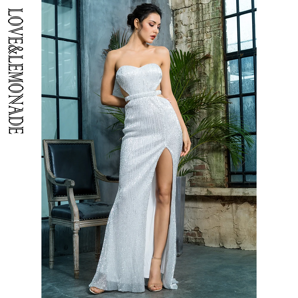 Женское плиссированное платье LOVE & LEMONADE длинное вечернее с открытой спиной и