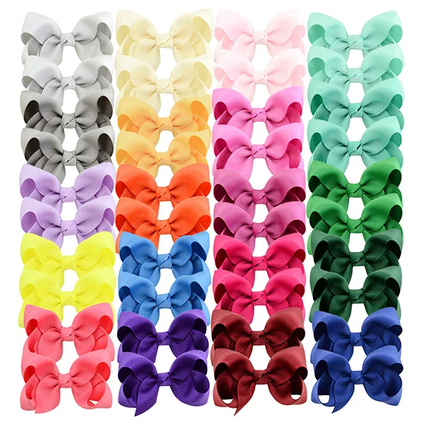 20 Pairs pattern 2 3 дюйма 40 оптом Маленькая детская юбка с лентой банты крокодил заколки для волос Твердые Детские бантики для волос для косички маленькая девочка аксессуары для волос - Цвет: 20 Pairs pattern 2