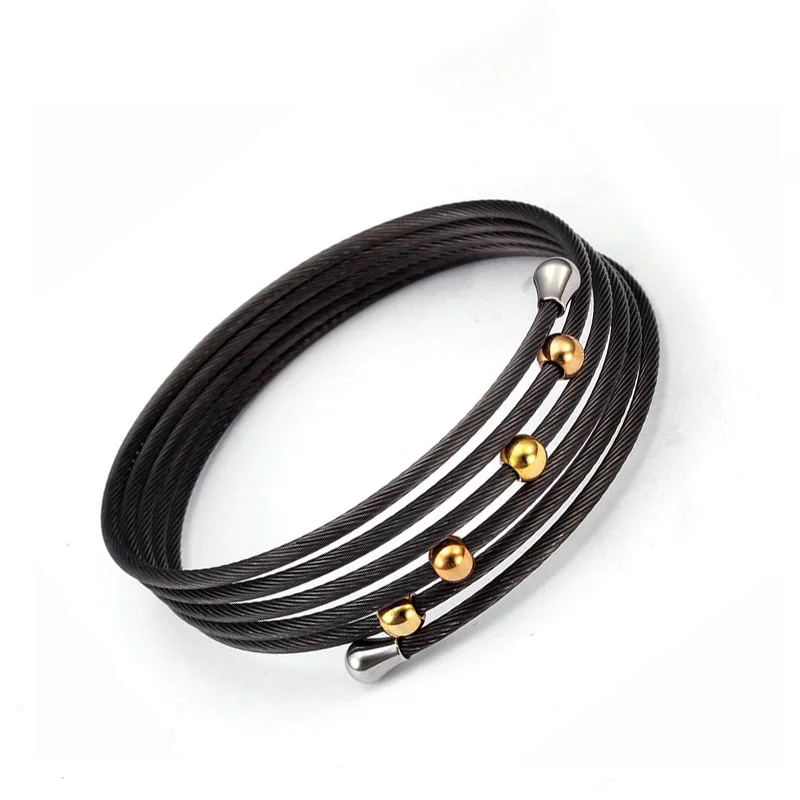 Браслет на запястье для мужчин и женщин многослойный браслет из нержавеющей