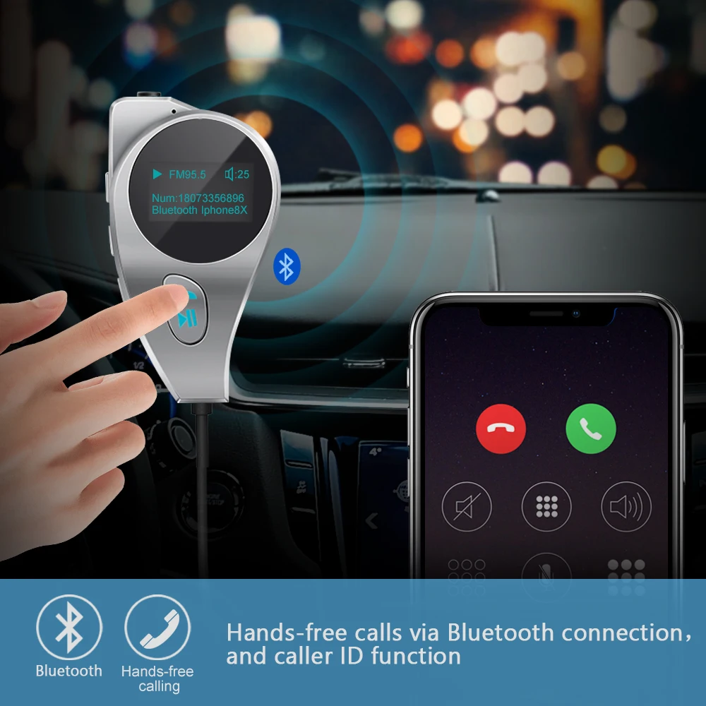 Nulaxy магнитный зажим автомобильный FM трансмиттер Беспроводной Bluetooth радиостанция
