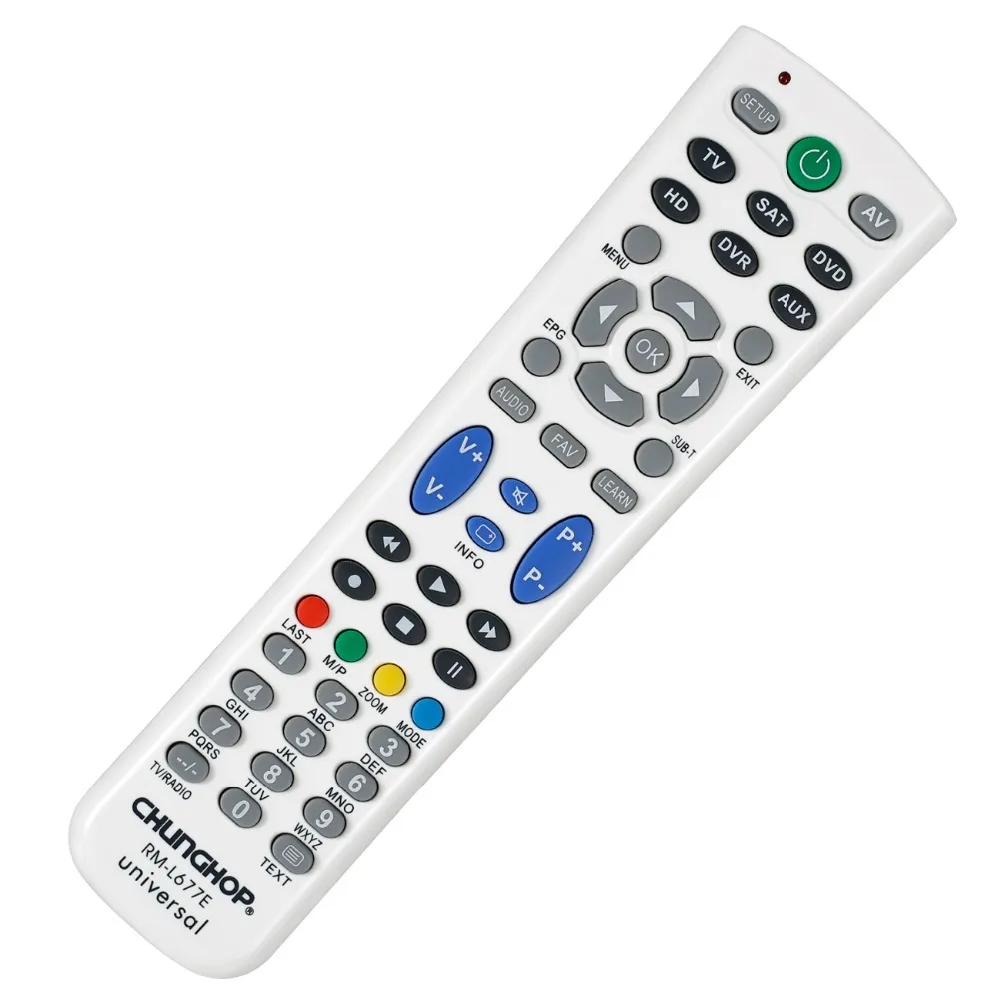Универсальный Chunghop RM-L677E дистанционного Управление для ТВ DVD SAT/CBL DVR AUX