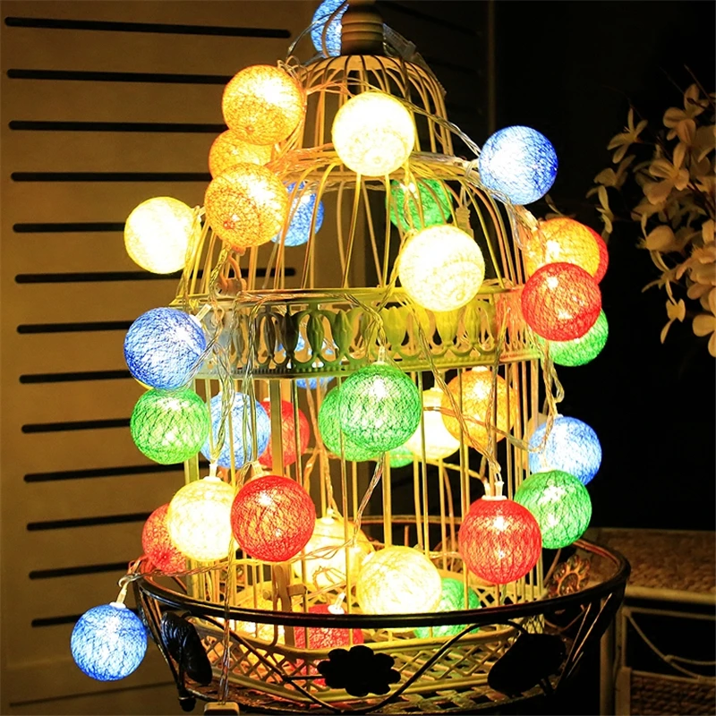 Разноцветные гирлянды из хлопка ручной работы сказочное освещение патио