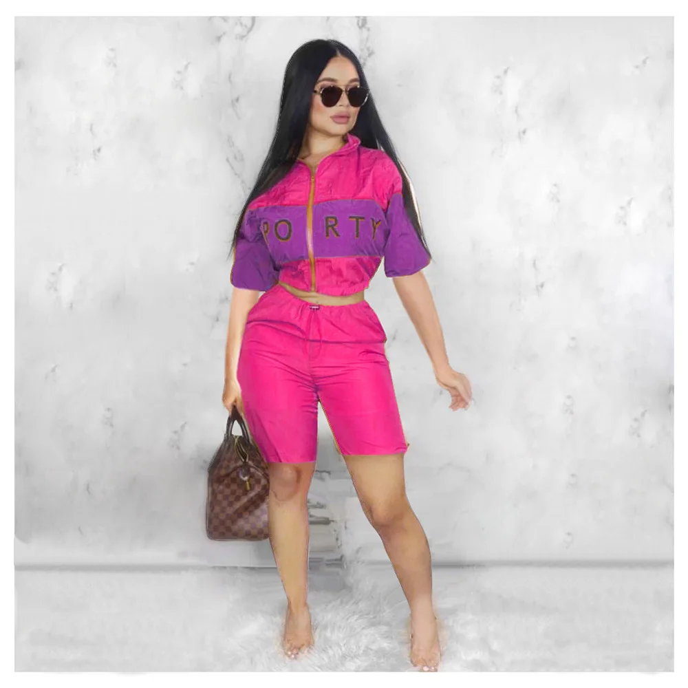 Женский спортивный Тренч на молнии с коротким рукавом и буквенным принтом