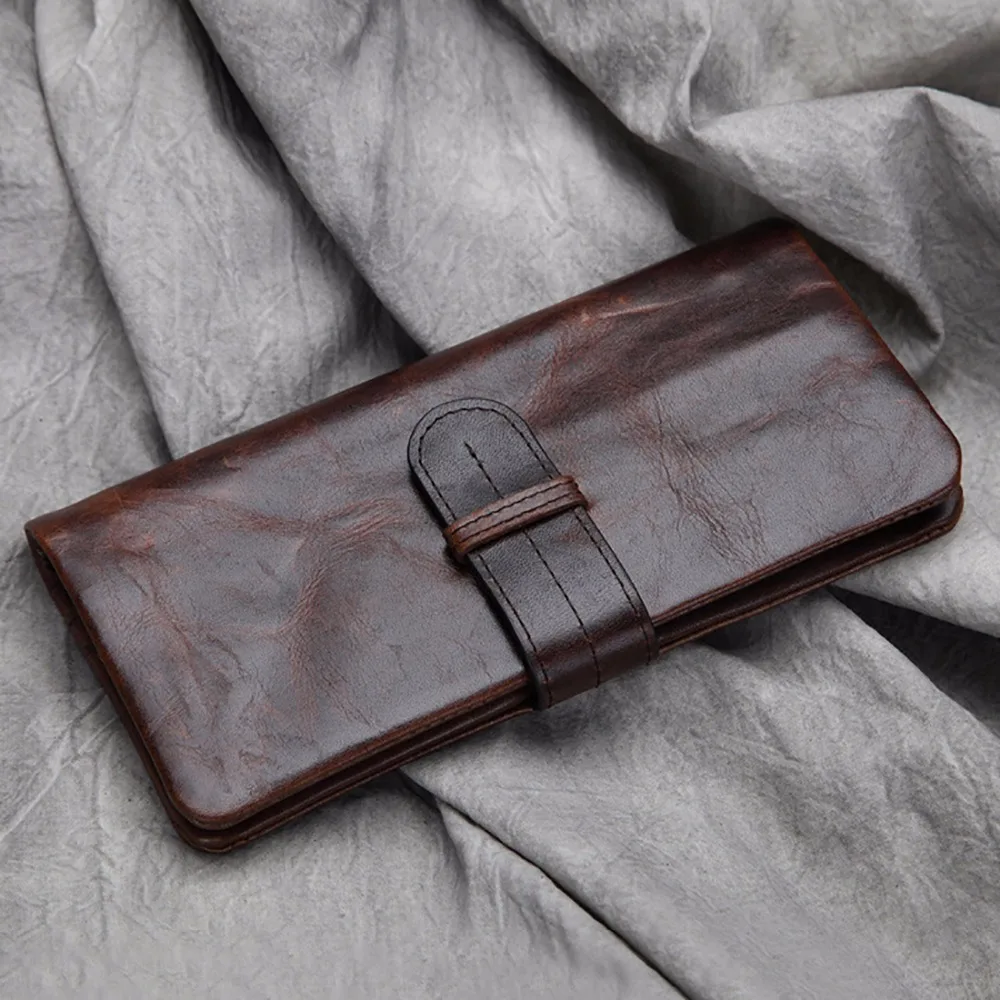 Кошелек мужской из натуральной кожи вощеный бумажник с кармашком для мелочи