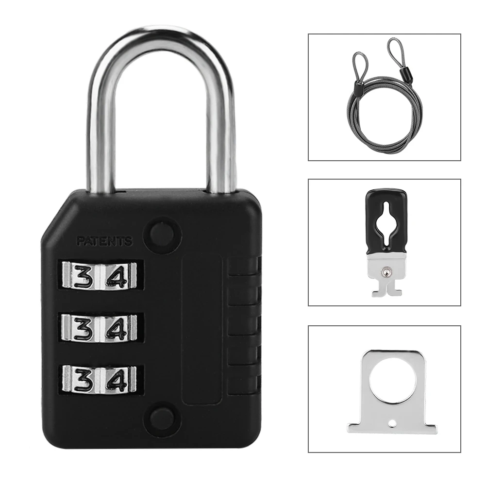 3 значный Комбинированный Замок с кодом пароля Противоугонный замок на цепочке