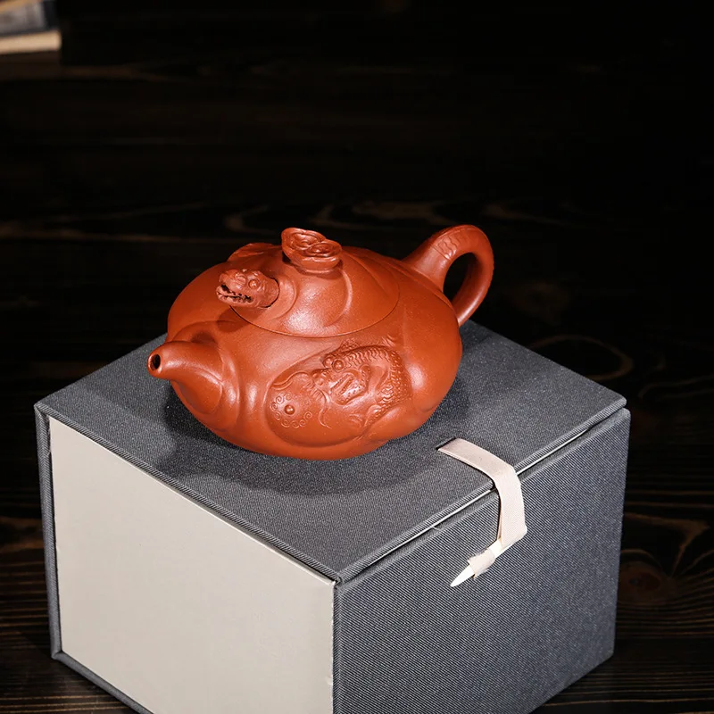 Yixing рекомендуется чистый ручной знаменитый руда кунг фу Дракон рыба 230 cc чайник